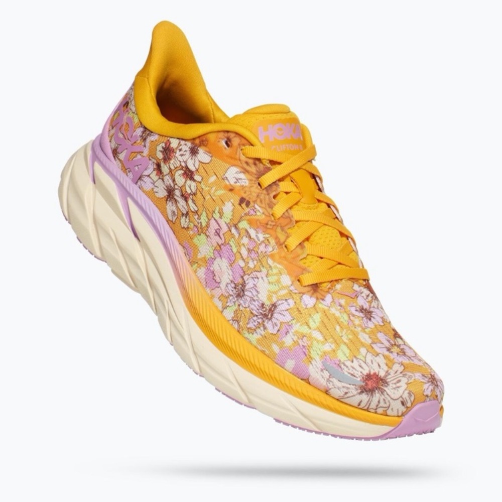 Hoka One One Floral Yellow Athletic Shoes
